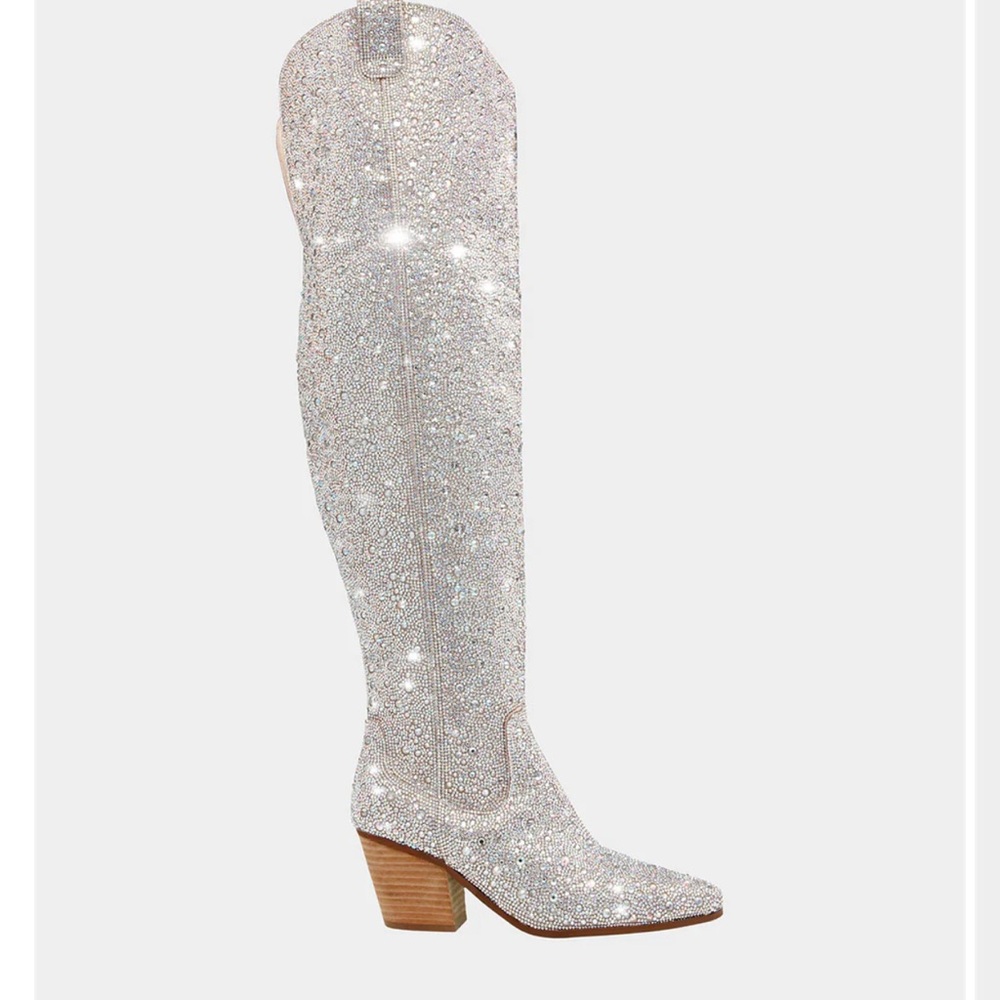 Betsey Johnson Rodeo‎ Rhinestone Boots Over-the-Knee - Picture 3 of 8
